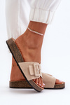 Women's Beige Eco Suede Sandals with Buckle Laeltia