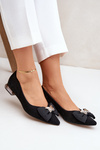Elegant Suede Ballet Flats For Women With Bow Laura Messi 2893 Black