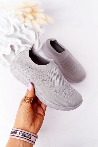 Children's Slip-On Sneakers Grey School Trip