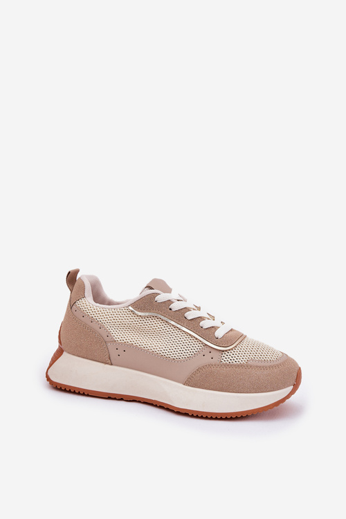 Women's Sports Shoes With Mesh On Platform Khaki Poova