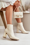 Women's Heeled Boots Zip Fastened Insulated Eco Leather Light Beige Mevair