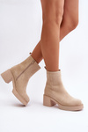Eco Suede Women's Ankle Boots with Heel Lining Light Beige Meriluna II-gat