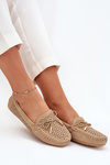 Ladies moccasins with perforated pattern and lacing Khaki Mirisa