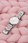 Stylish Silver Women's Watch with Bracelet