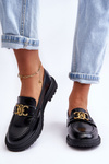 Women's Leather Moccasins on a Flat Heel Black Sincias