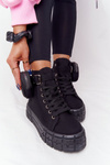 Women's Sneakers On A Platform With A Purse Black Popcorn