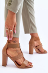 Leather Sandals High Heel Boots Camel Marren