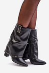 Insulated ankle boots with rolled cuff on heel black Tamalis