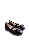 Leather Children's Ballerinas With A Decorative Bow Black Claril