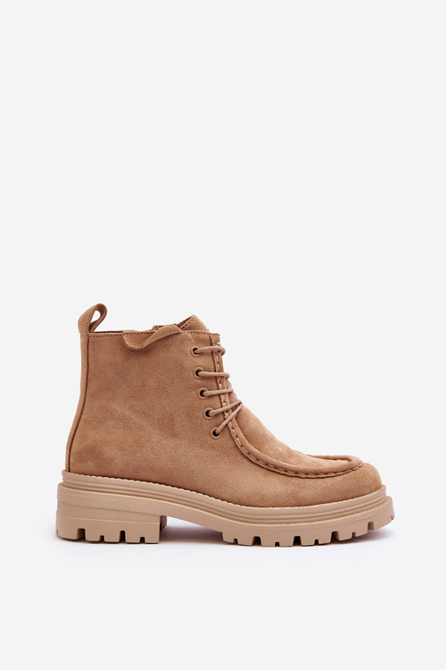 Women's Trapper Boots with Zipper Dark Beige Apolosi