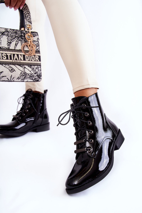 Classic Lacquered Women's Warm Boots Black Grimma