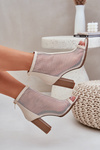 Heeled Sandals With Shaft Beige Taniffia