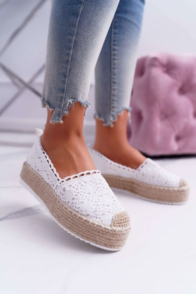 Women's Lace Espadrilles White Lovely Haven