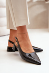Lacquered Ballerinas On Low Heel With Pointed Toes Black Anarinne