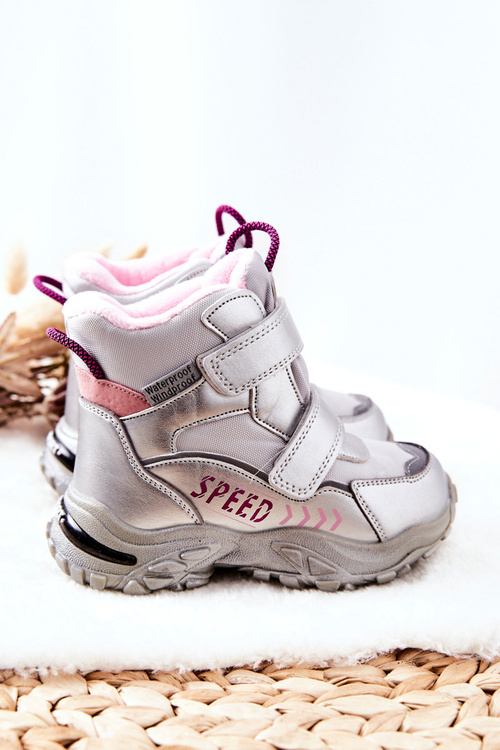 Velcro Insulated Snowboots Silver Percy
