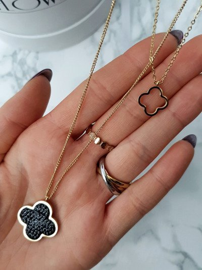 Women's Necklace In Gold Double with Clover Vern