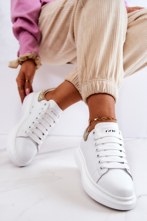 Buty Sportowe Sneakersy Damskie Biało-Różowe GOE JJ2N4051