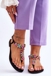 Suede Flip Flops With Stones Black Frency