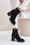 Suede Ankle Boots On Heel Insulated D&A CR42-106 Black
