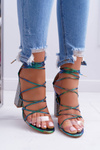 Women's Stiletto Sandals With Zircons Petrol Tie Everything