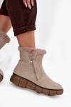 Women's Snow Boots on Platform with Fur Beige Briselle