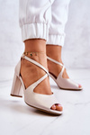 Leather Sandals On A Bar Beige Lorita