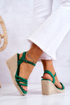 Suede Wedge Sandals Green Louisiana