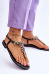 Women's Sandals Flip Flops With Stones Black Lenisa