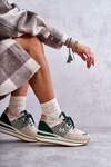 Fashionable Women's Sport Shoes On A Wedge Beige-Green Aronne