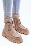 Women's Trapper Boots with Zip Beige Apolosi