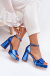 Lacquered Women's Sandals On Heel Blue Marila