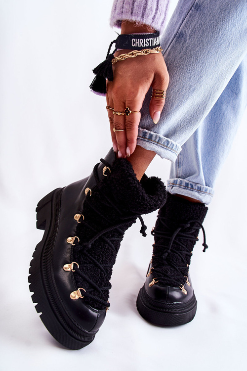 Leather Warm Boots Black Arisa