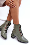 Lacquered Lace-Up Boots on Heel MR870-15 SBarski MR870-15 Light Gray
