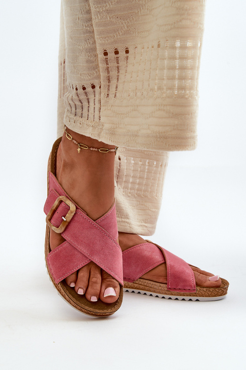 Klapki Wygodne Damskie Z Klamrą Różowe Inblu VO000012