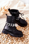 Children's Boots With Chain Black Moci
