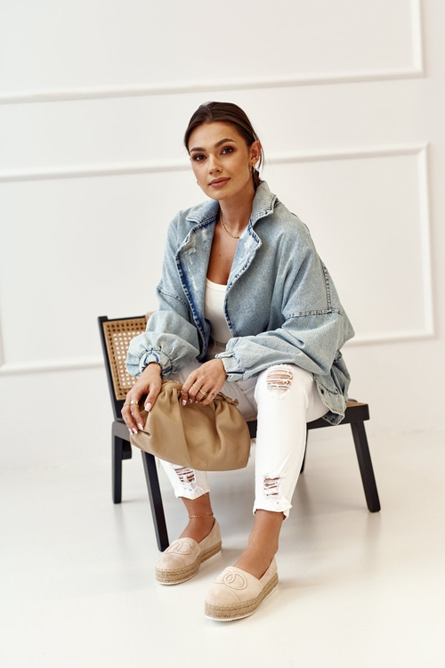 Damskie Espadryle Na Słomkowej Platformie Beżowe Febi