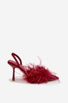 Heels with feathers and open heel Bordeaux Belice