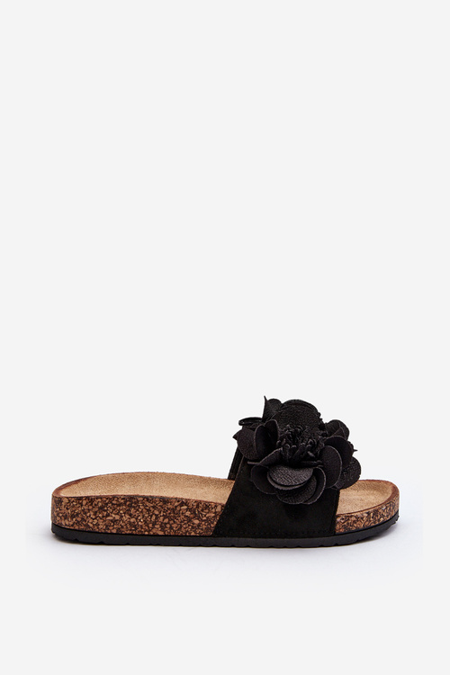 Women's Black Flower Slippers Lulania
