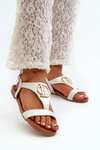Flat Women's Sandals with Gold Decoration S.Barski KV27-051 White-Silver