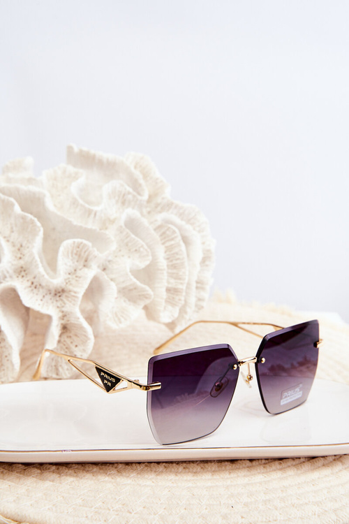 Okulary Przeciwsłoneczne Cieniowane Szkiełka Damskie Czarno-Złote