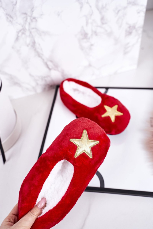 Children's Christmas Slippers With Star Red Let It Snow