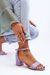 Suede Classic Low Heel Sandals Purple Honeymoon 