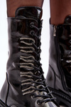 Women's Polished Lace-up Boots Black SBarski MR870-72