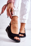 Women's Suede Buckle Sandals Black Camille