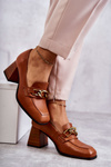 Leather Pumps With Chain Laura Messi 2514 Camel
