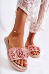 Women's Slippers With Material Flowers Pink Susana