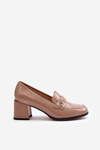 Czółenka Lakierowane Obcas Beżowe Felicijana 66608