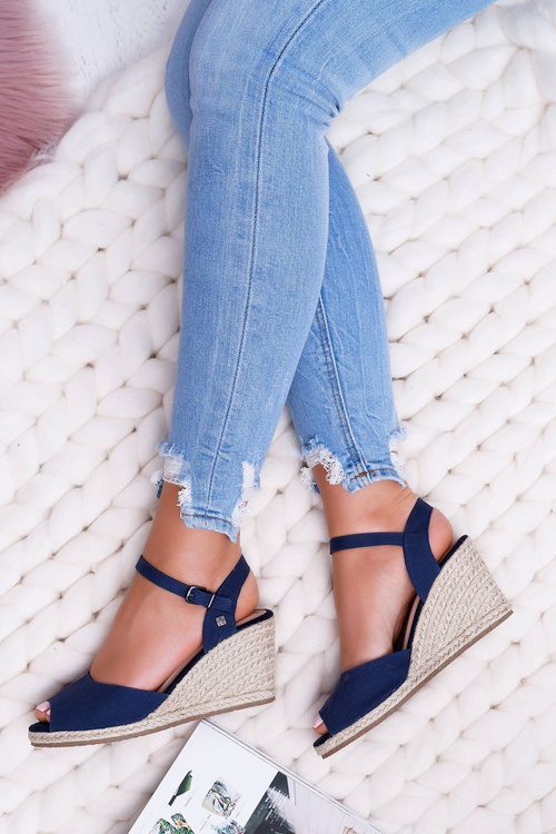 Women's Braided Anchor Sandals Big Star Navy Blue DD274A212