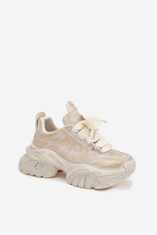 Damskie Sneakersy Skóra Naturalna Złote GOE SS2N4009