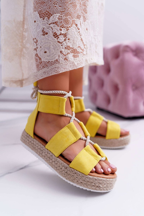 Women's Platform Sandals Suede Yellow Ergola